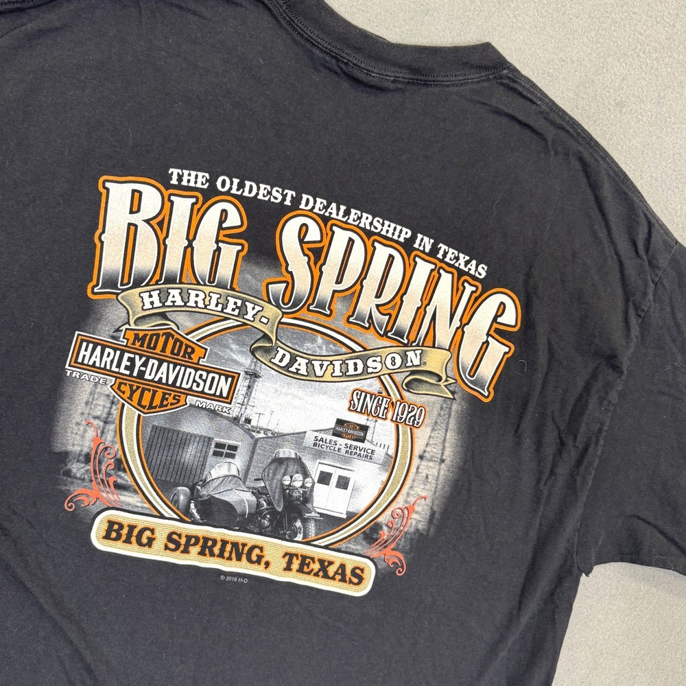 Harley-Davidson Shirt Men 2XL Black Big Spring Texas Motorcycle Garage Graphic